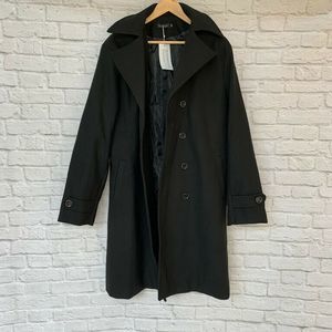 Beninos Men's Trench Coat Double Breasted Black XL